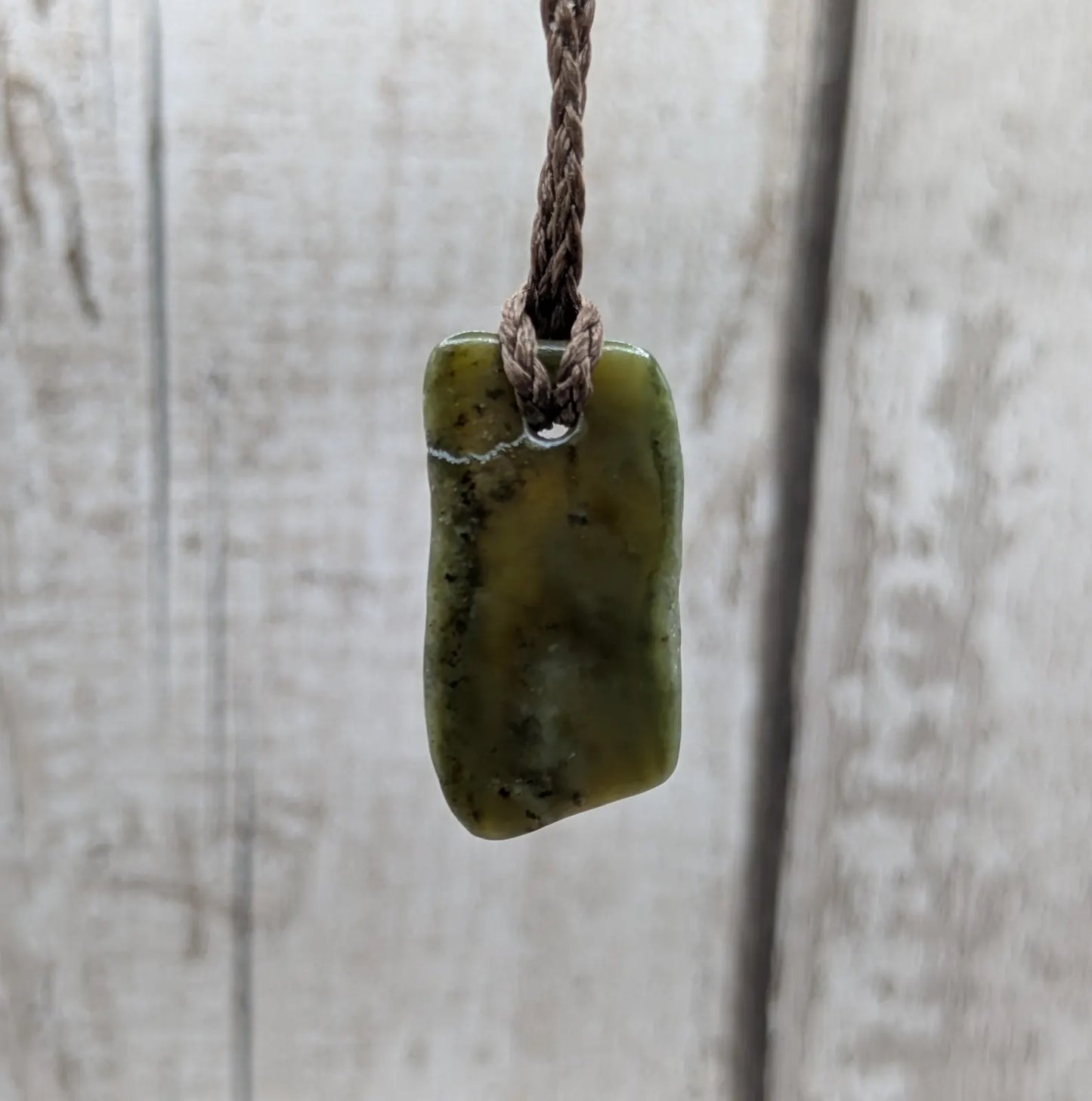 Tumble polished New Zealand Pounamu Jade Necklace – Raw Greenstone Offcut crystal Pendant on Cord, simple spiritual jewellery.