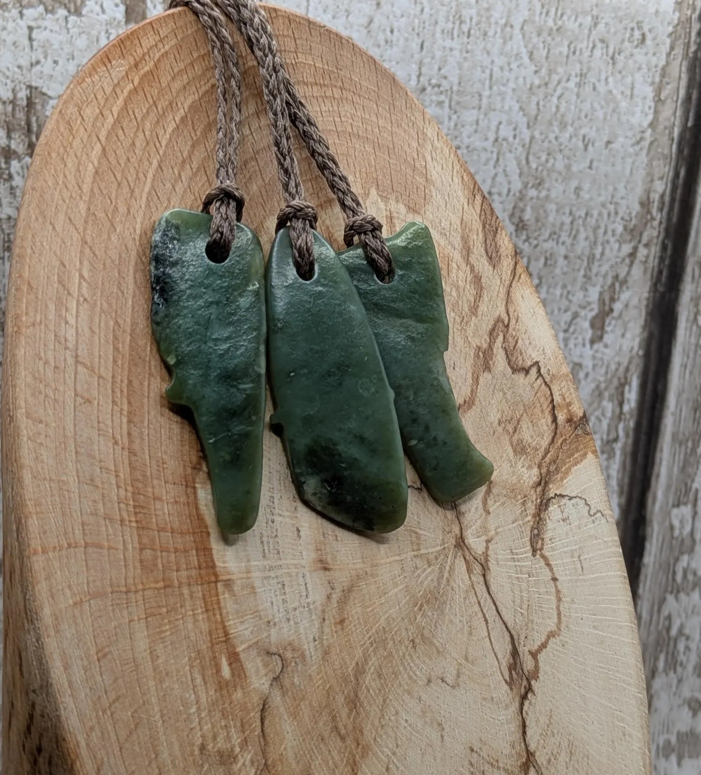 Tumble polished New Zealand Pounamu Jade Necklace – Raw Greenstone Offcut crystal Pendant on Cord, simple spiritual jewellery.