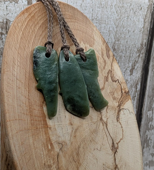 Tumble polished New Zealand Pounamu Jade Necklace – Raw Greenstone Offcut crystal Pendant on Cord, simple spiritual jewellery.
