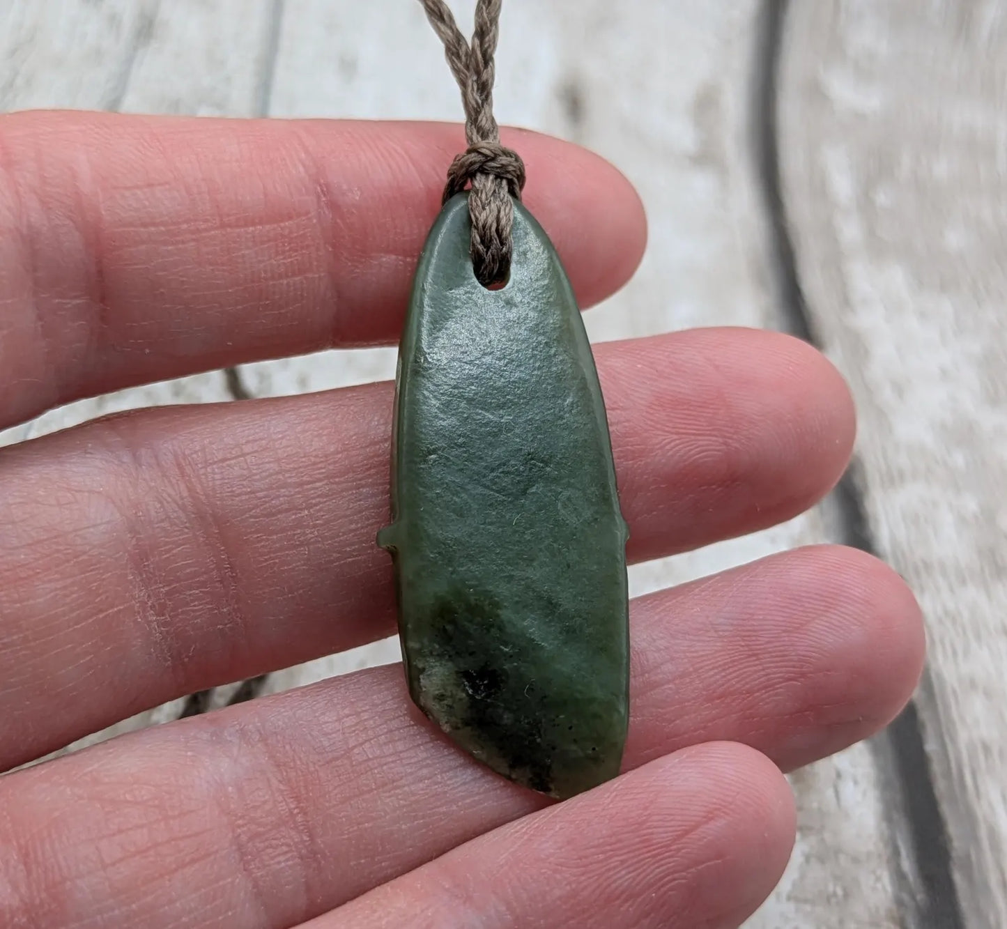 Tumble polished New Zealand Pounamu Jade Necklace – Raw Greenstone Offcut crystal Pendant on Cord, simple spiritual jewellery.