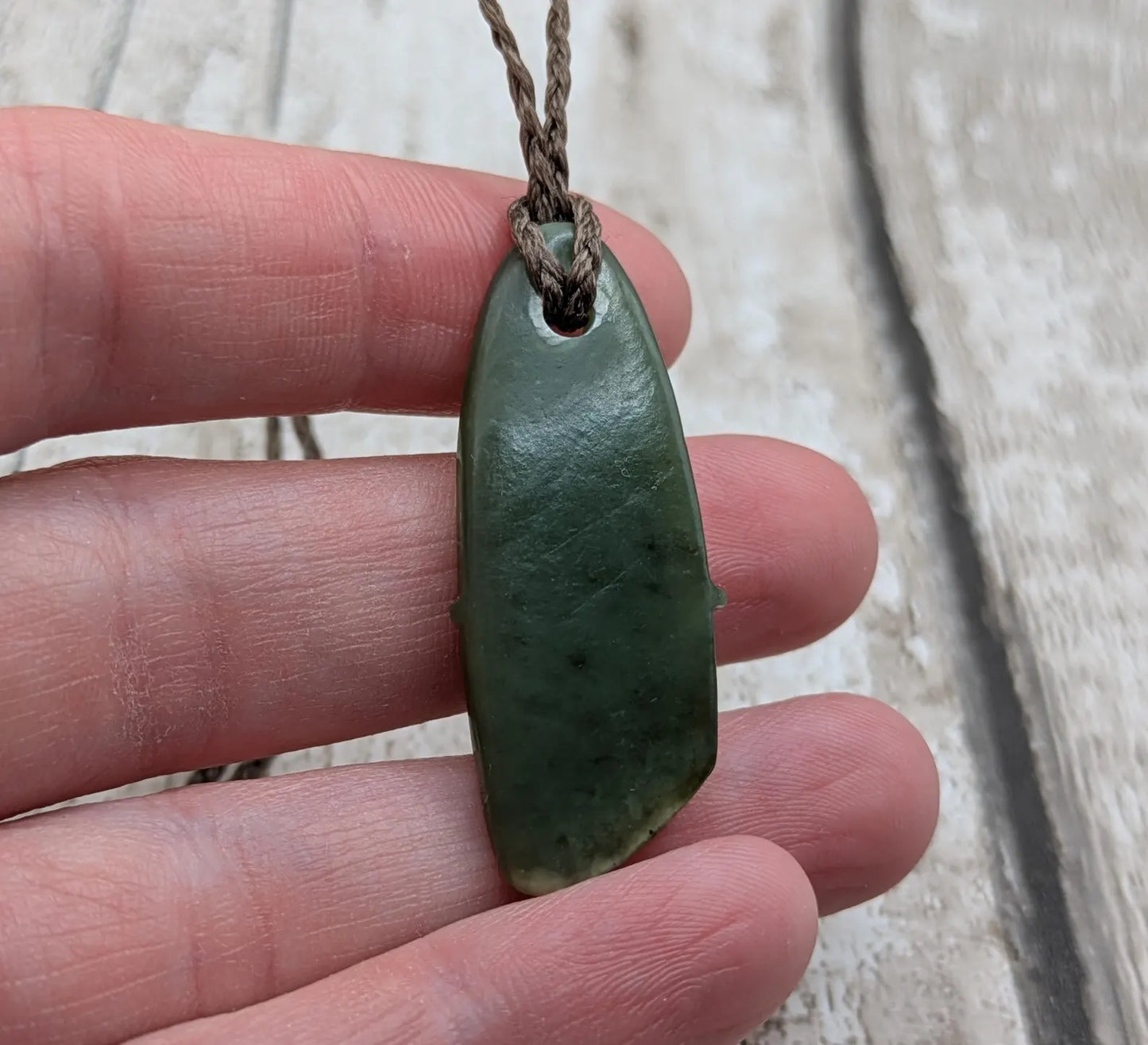 Tumble polished New Zealand Pounamu Jade Necklace – Raw Greenstone Offcut crystal Pendant on Cord, simple spiritual jewellery.