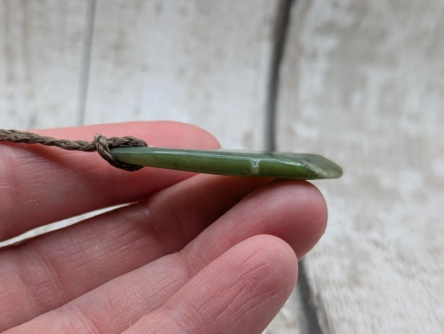 Tumble polished New Zealand Pounamu Jade Necklace – Raw Greenstone Offcut crystal Pendant on Cord, simple spiritual jewellery.