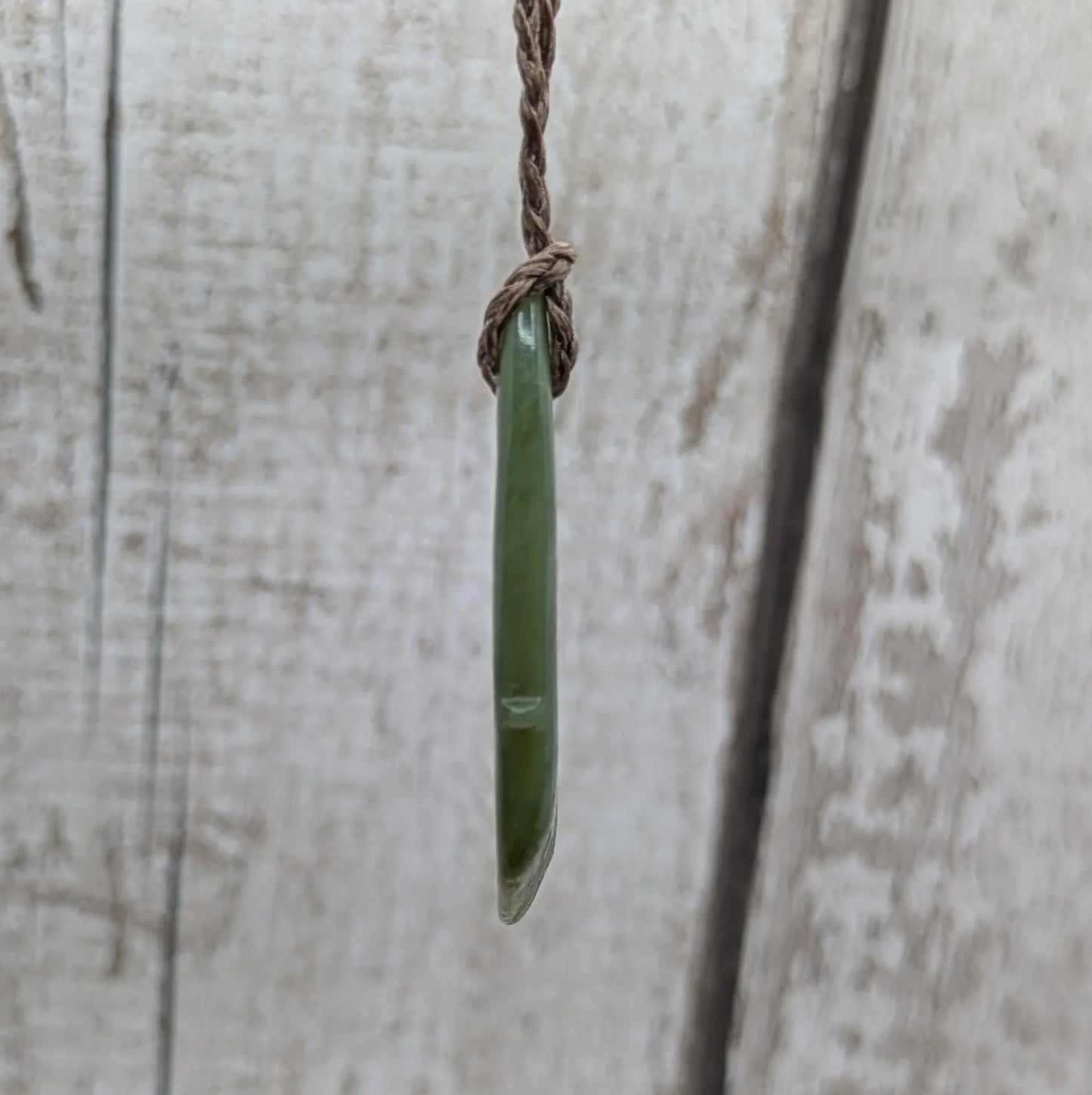 Tumble polished New Zealand Pounamu Jade Necklace – Raw Greenstone Offcut crystal Pendant on Cord, simple spiritual jewellery.