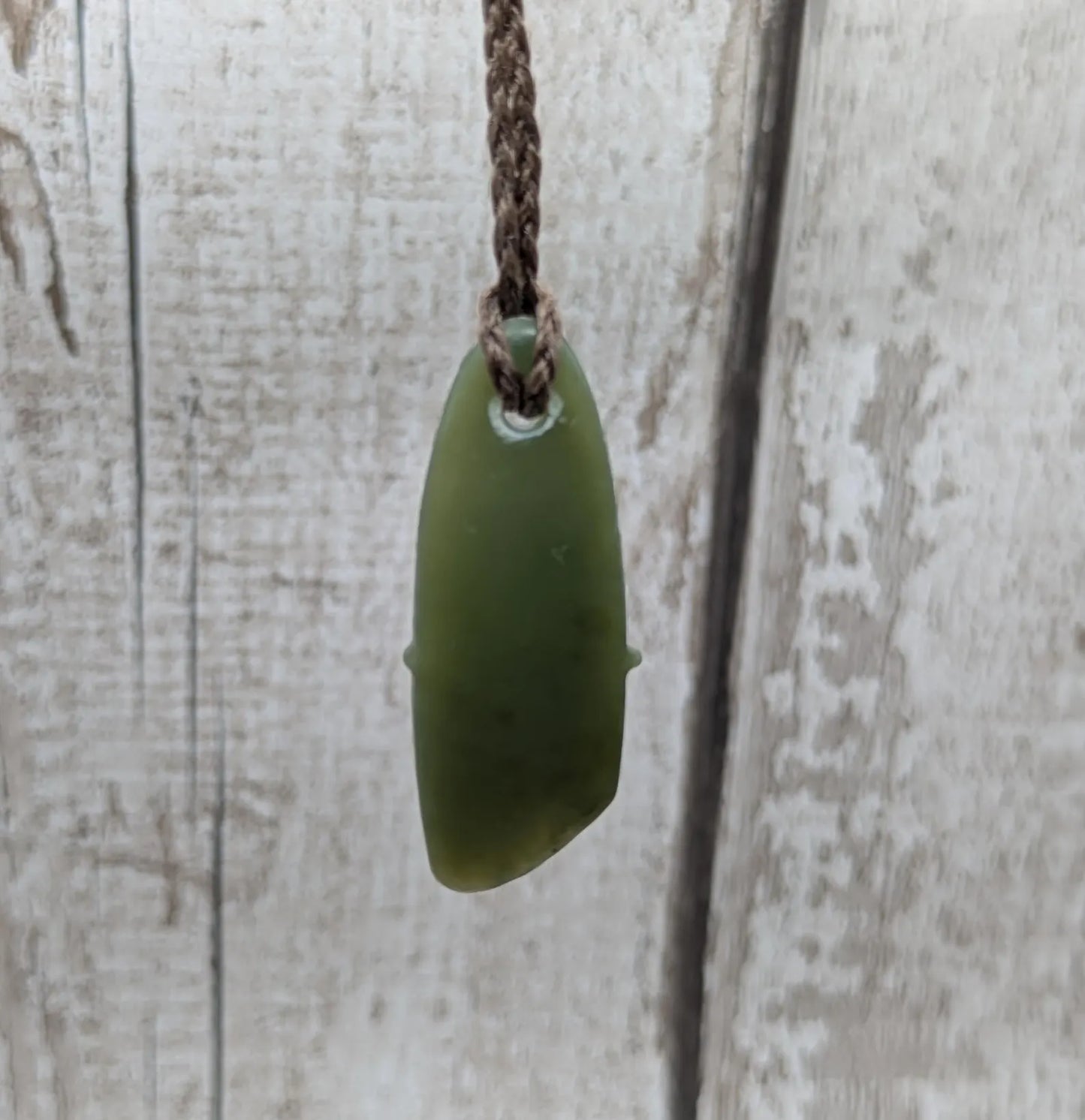 Tumble polished New Zealand Pounamu Jade Necklace – Raw Greenstone Offcut crystal Pendant on Cord, simple spiritual jewellery.