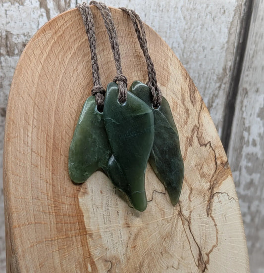 Tumble polished New Zealand Pounamu Jade Necklace – Raw Greenstone Offcut crystal Pendant on Cord, simple spiritual jewellery.