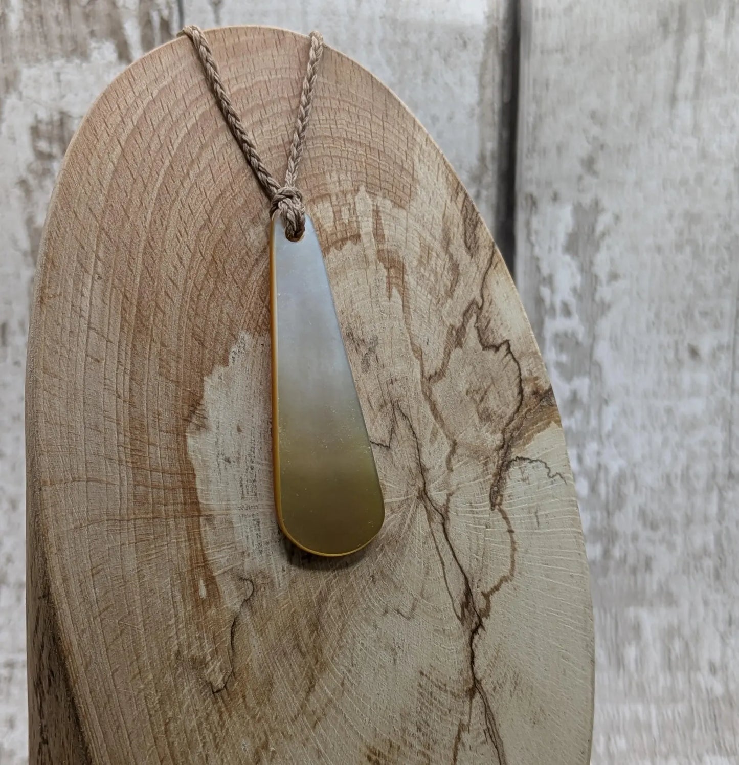Mother of Pearl shell, roimata tear drop pendant.