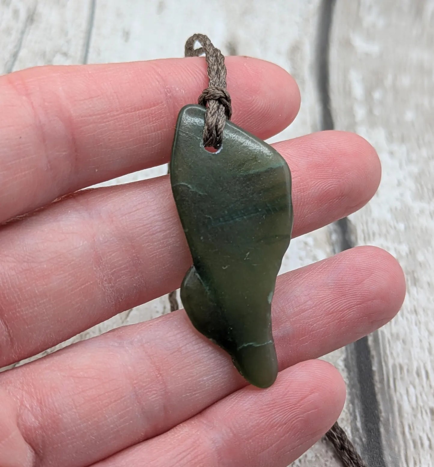 Tumble polished New Zealand Pounamu Jade Necklace – Raw Greenstone Offcut crystal Pendant on Cord, simple spiritual jewellery.