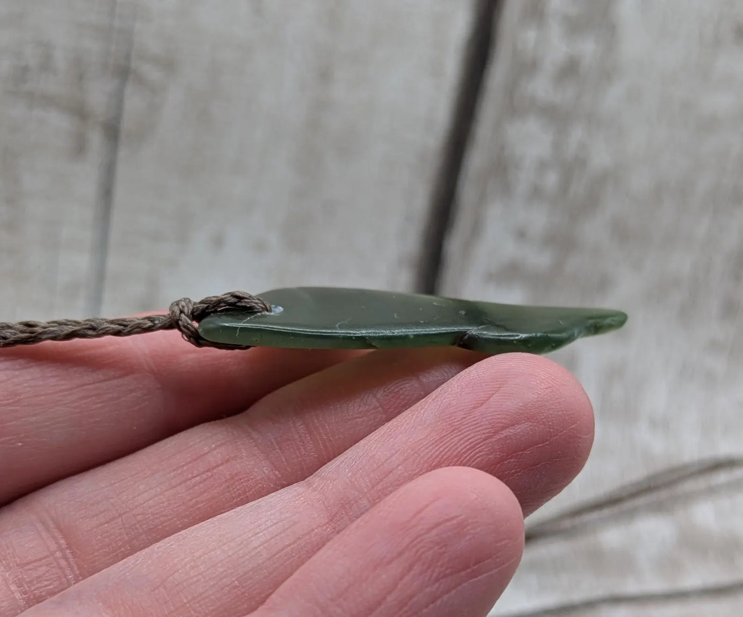 Tumble polished New Zealand Pounamu Jade Necklace – Raw Greenstone Offcut crystal Pendant on Cord, simple spiritual jewellery.