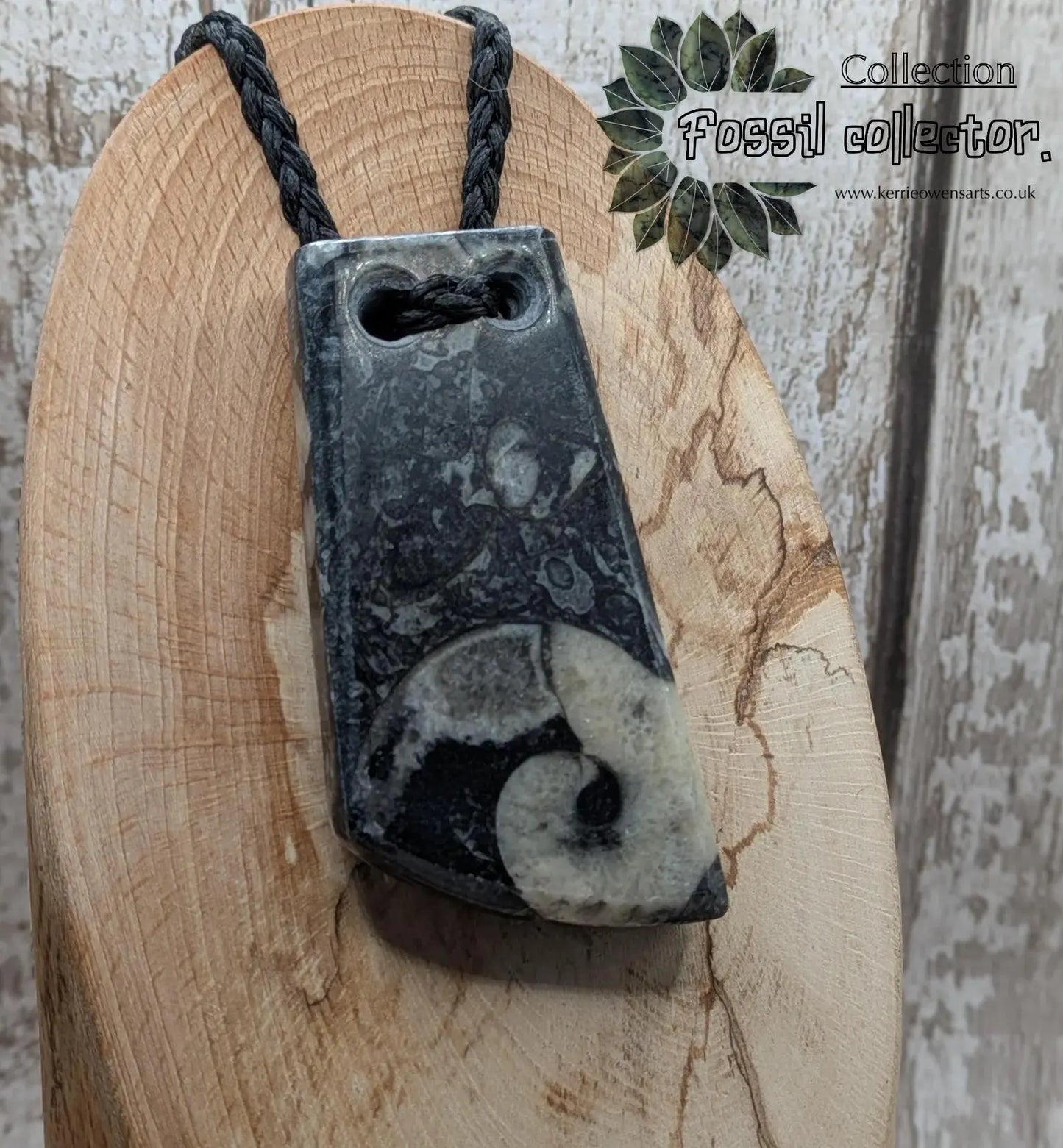 Fossil bedrock marble Toki style pendant.