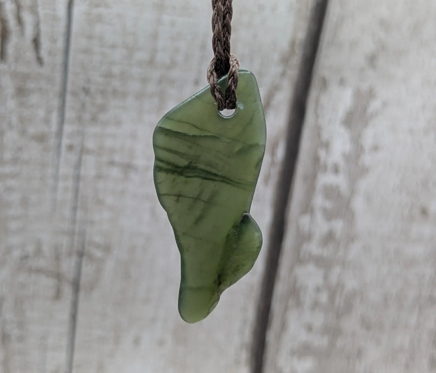 Tumble polished New Zealand Pounamu Jade Necklace – Raw Greenstone Offcut crystal Pendant on Cord, simple spiritual jewellery.