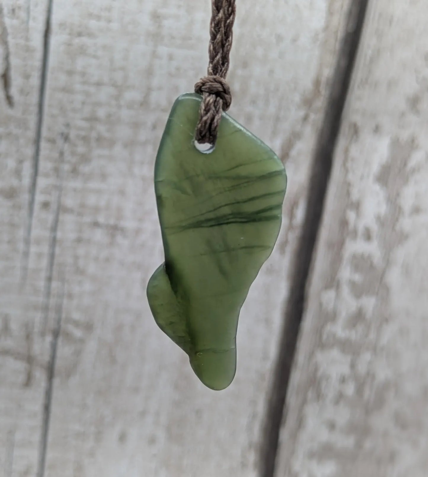 Tumble polished New Zealand Pounamu Jade Necklace – Raw Greenstone Offcut crystal Pendant on Cord, simple spiritual jewellery.