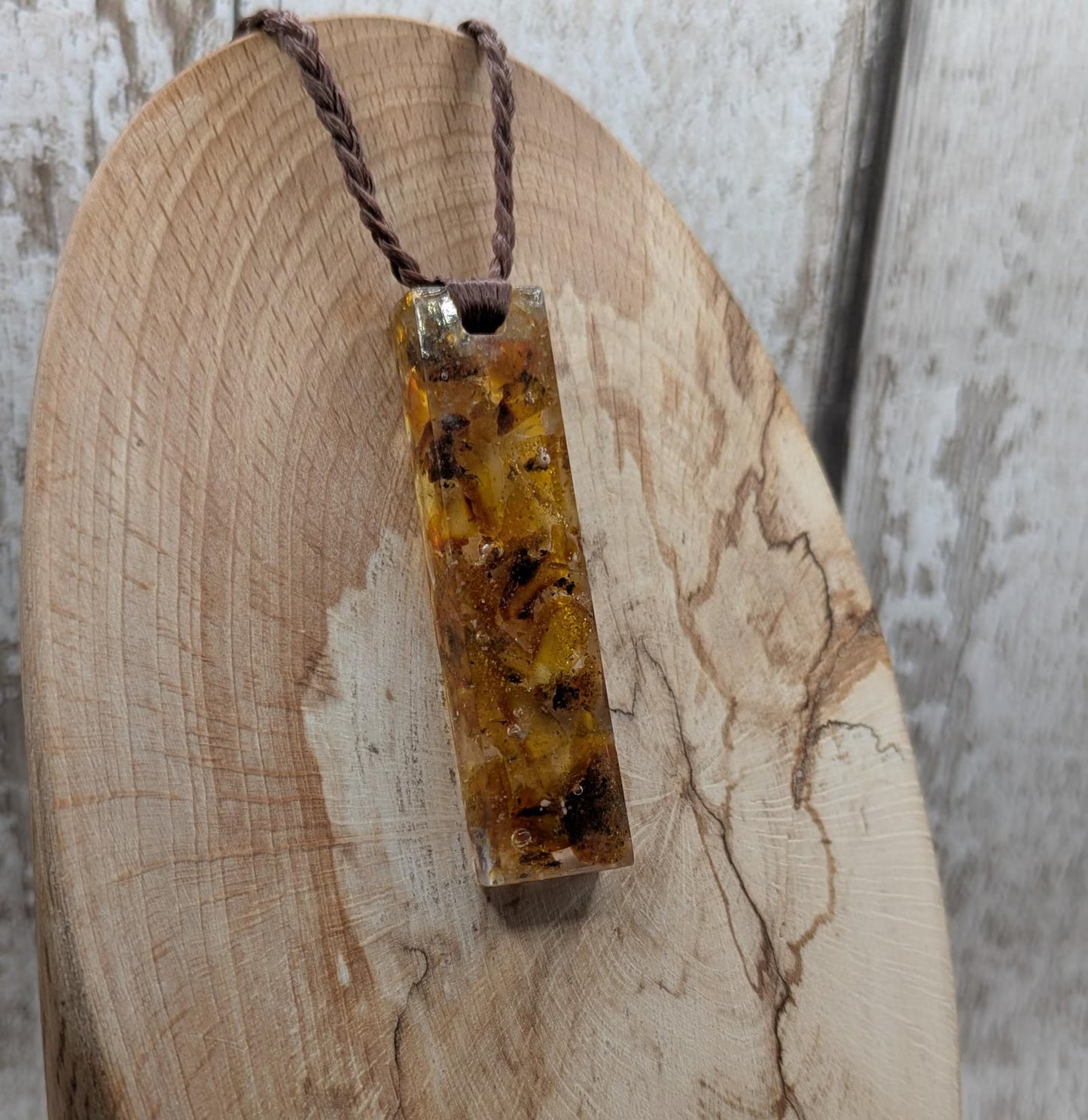 Baltic Amber resin cast pendant.