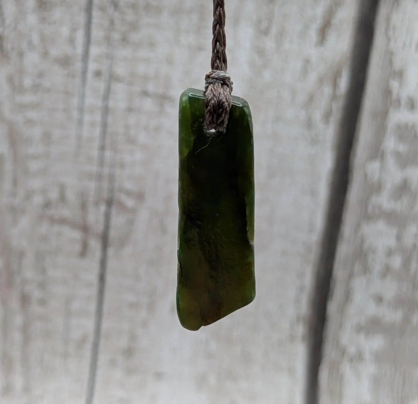 Tumble polished New Zealand Pounamu Jade Necklace – Raw Greenstone Offcut crystal Pendant on Cord, simple spiritual jewellery.