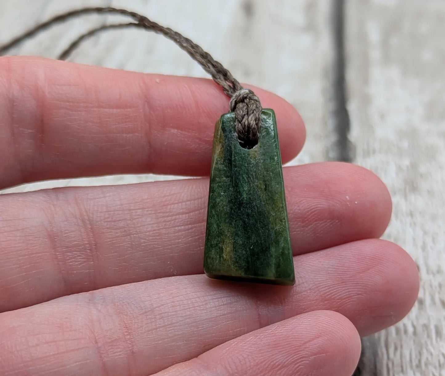 Tumble polished New Zealand Pounamu Jade Necklace – Raw Greenstone Offcut crystal Pendant on Cord, simple spiritual jewellery.