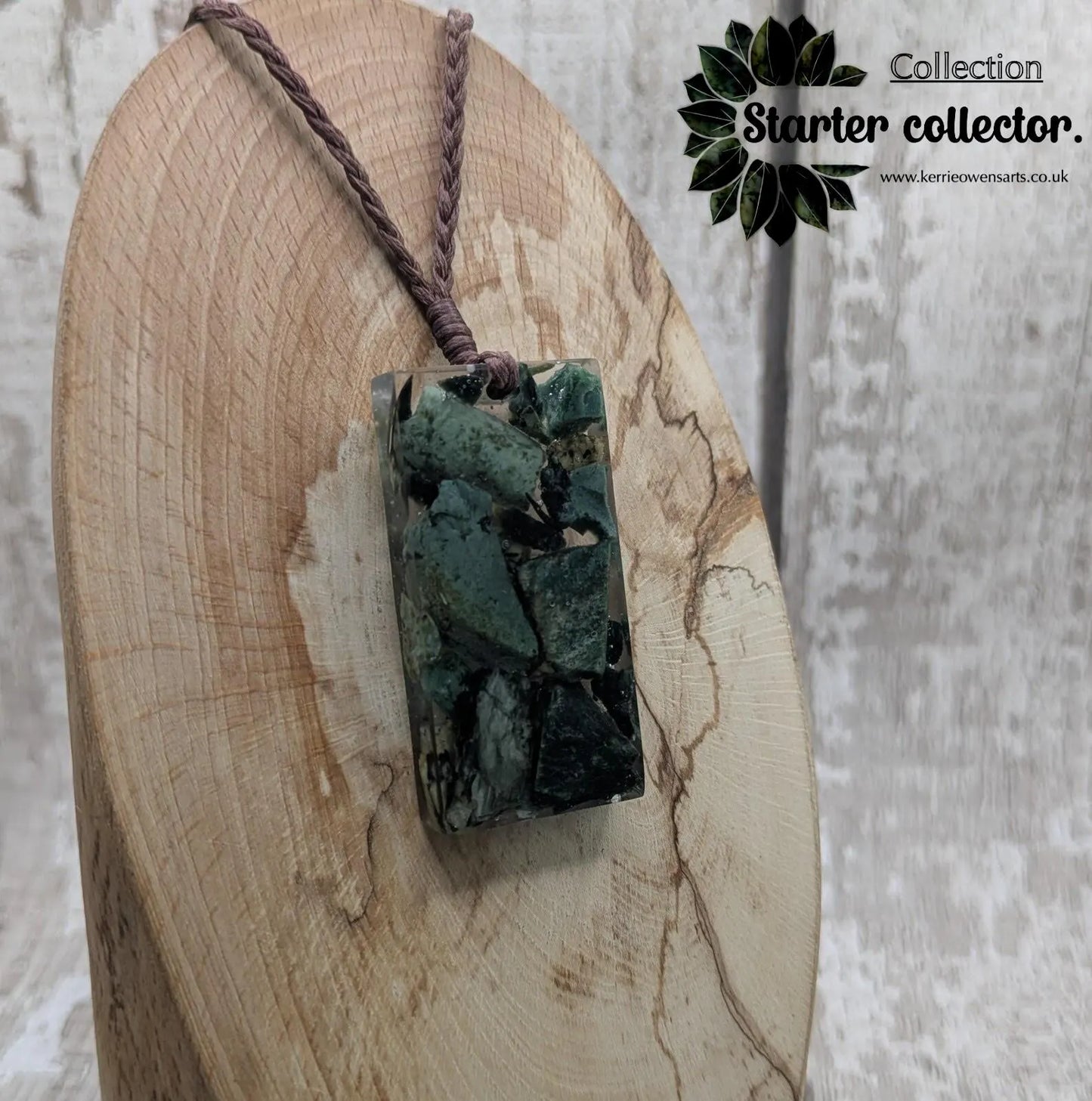 Mixed Pounamu Jade Chip Pendant – New Zealand Greenstone in Resin, Māori Inspired Necklace.