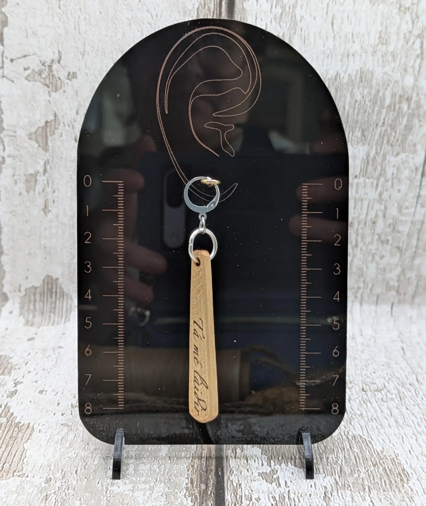 Lime Wood Roimata Earrings, Irish Gaelic "I Am Strong" Affirmation, Stainless Steel Findings