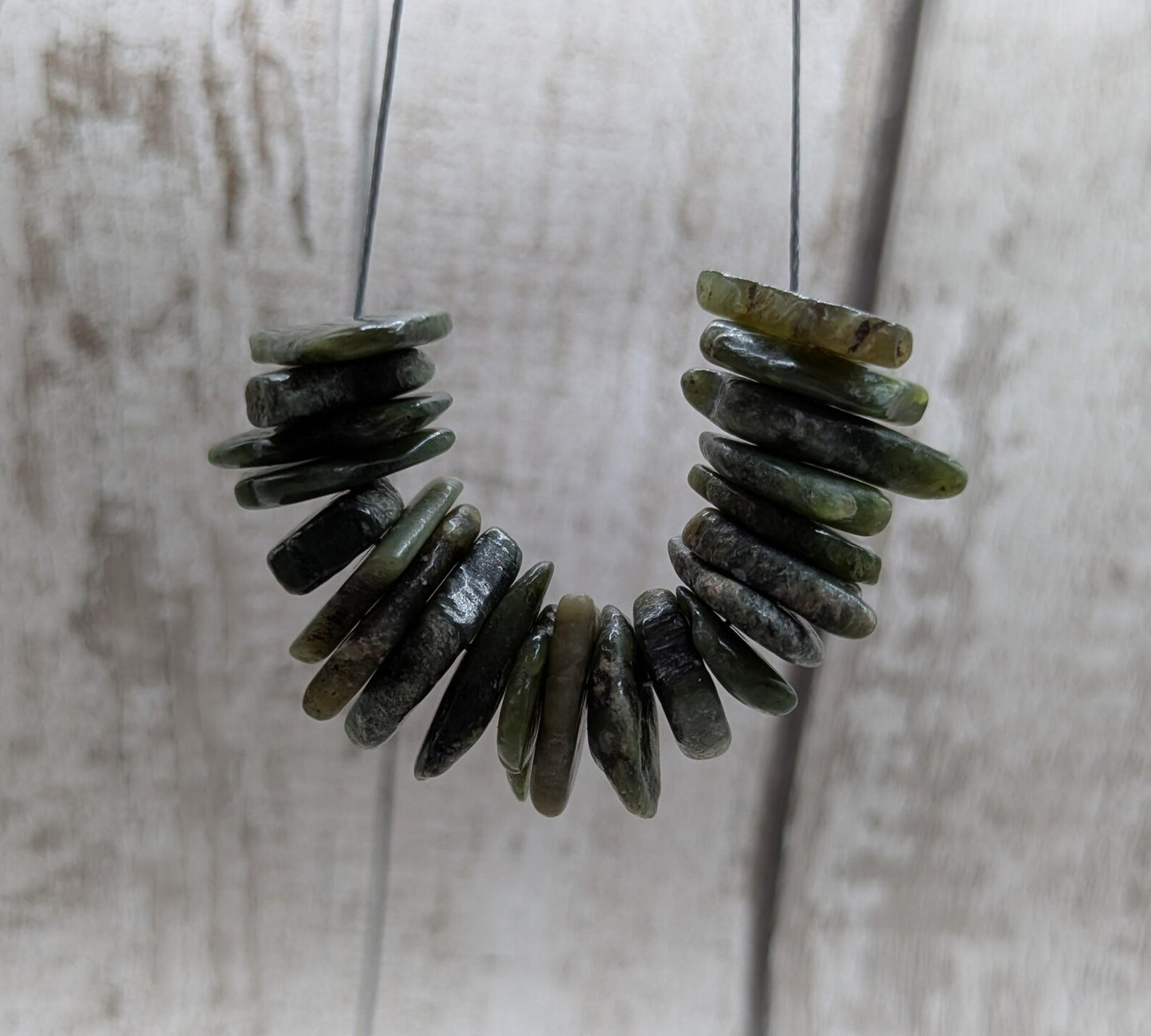 20 Centre-Drilled chunky New Zealand Pounamu Beads – Tumble polished Greenstone Offcuts for Jewellery Making and craft projects.