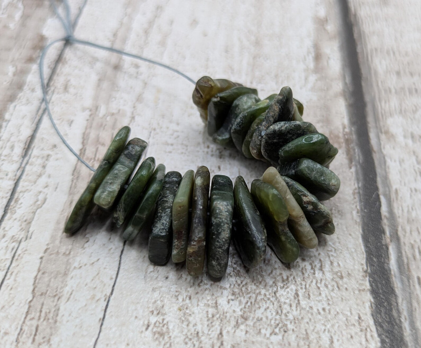 20 Centre-Drilled chunky New Zealand Pounamu Beads – Tumble polished Greenstone Offcuts for Jewellery Making and craft projects.