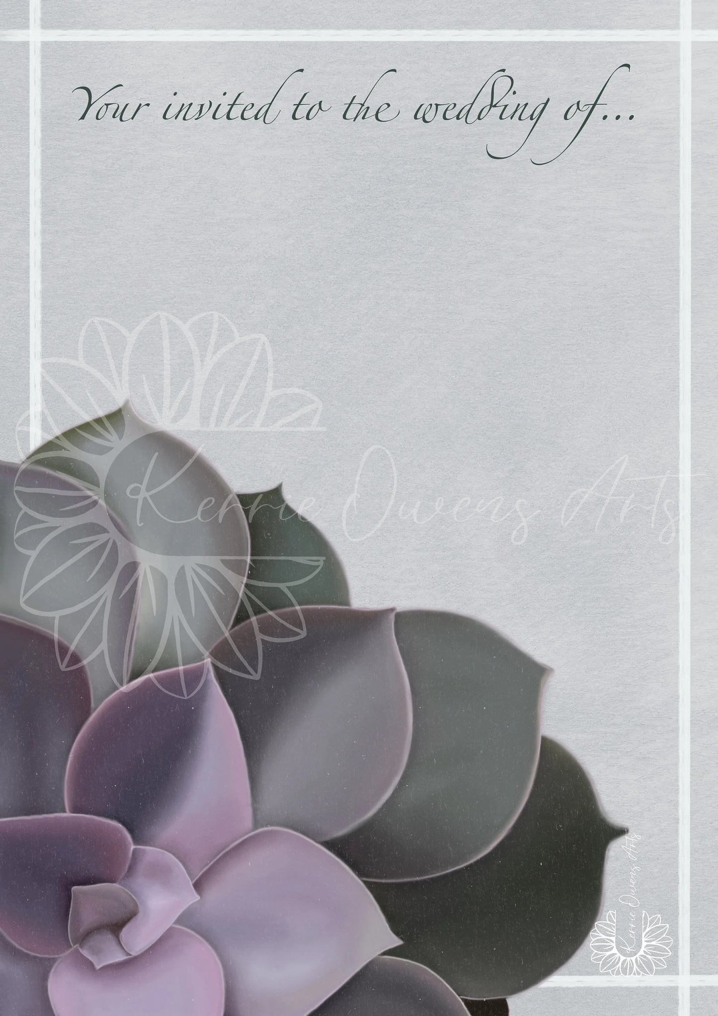 Dark succulents wedding/party stationery pack, digital download.