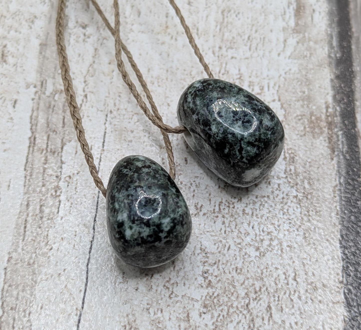 Small Preseli bluestone tumble pendant.