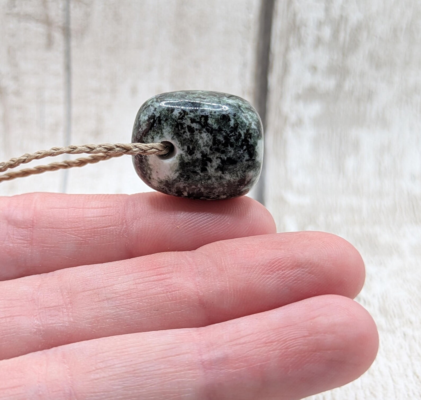 Small Preseli bluestone tumble pendant.