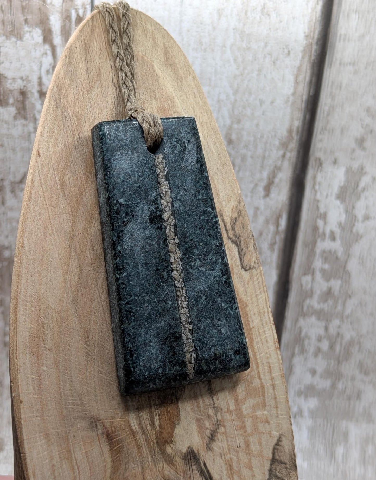 Preseli bluestone statement pendant with Avebury sarsen inlay.
