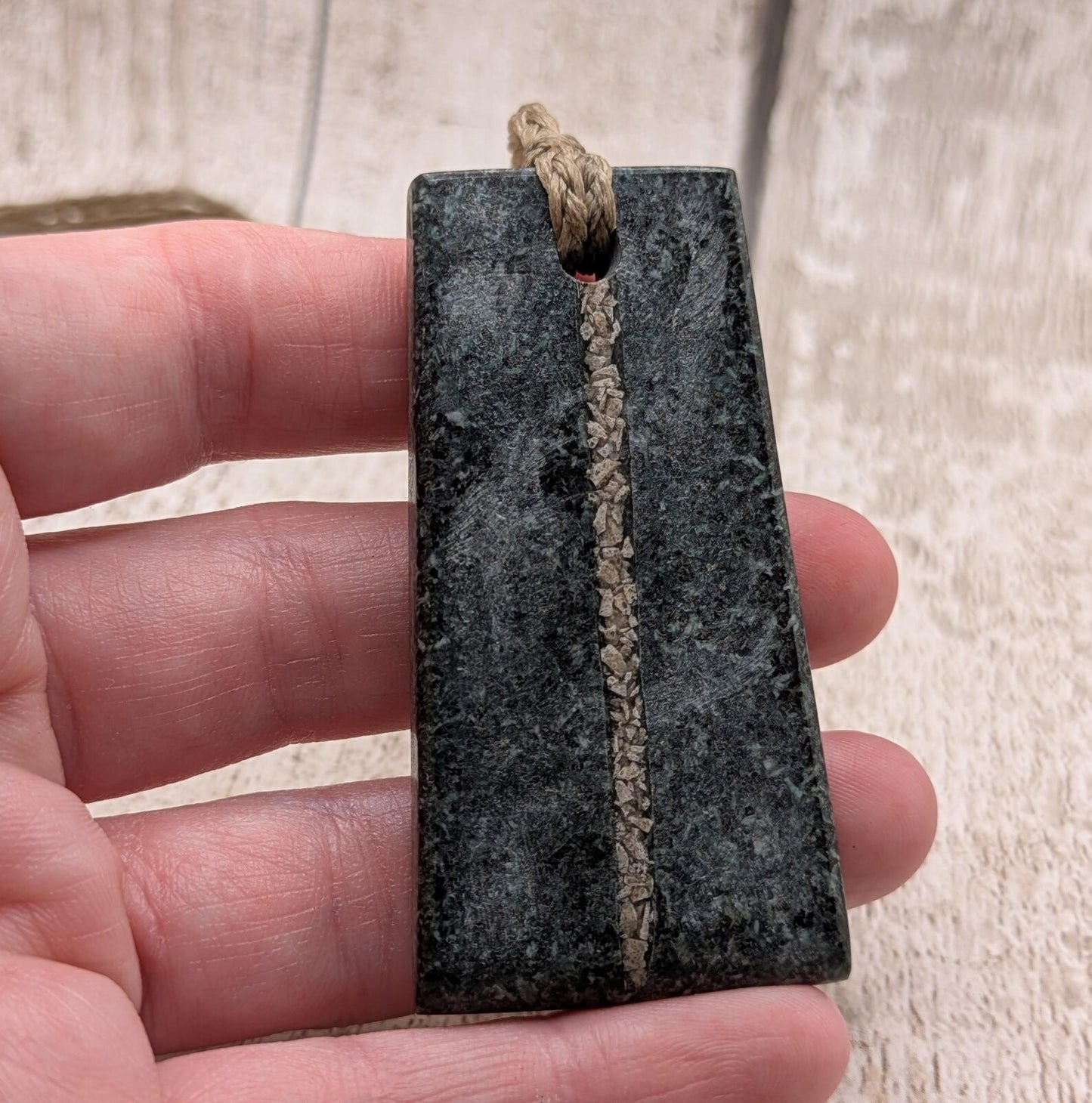 Preseli bluestone statement pendant with Avebury sarsen inlay.