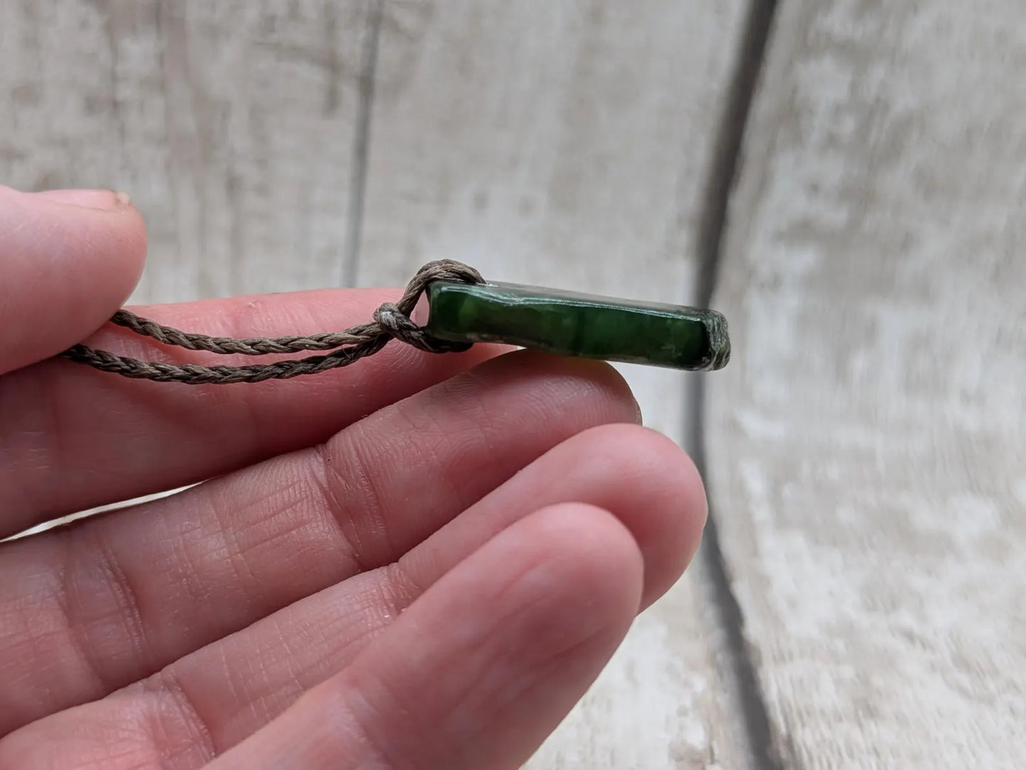 Tumble polished New Zealand Pounamu Jade Necklace – Raw Greenstone Offcut crystal Pendant on Cord, simple spiritual jewellery.