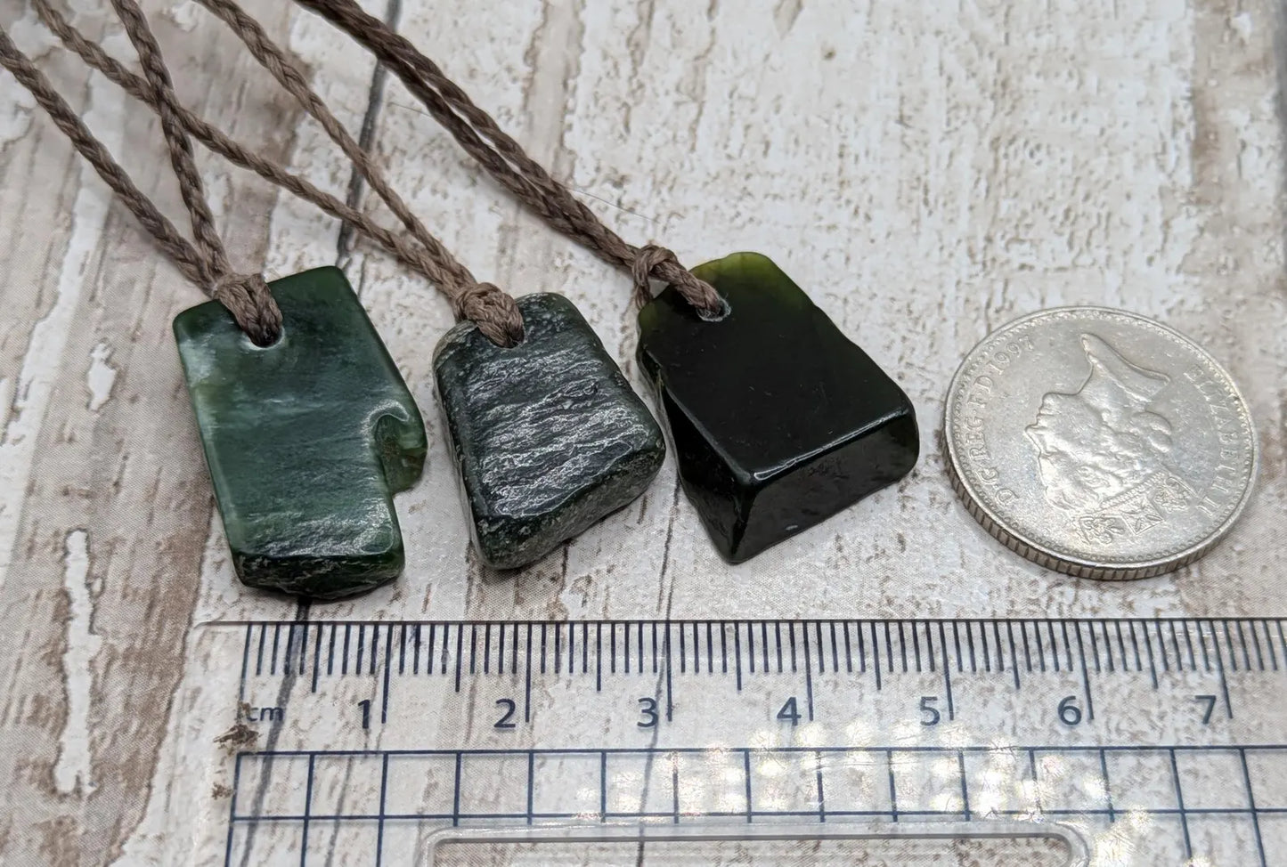 Tumble polished New Zealand Pounamu Jade Necklace – Raw Greenstone Offcut crystal Pendant on Cord, simple spiritual jewellery.