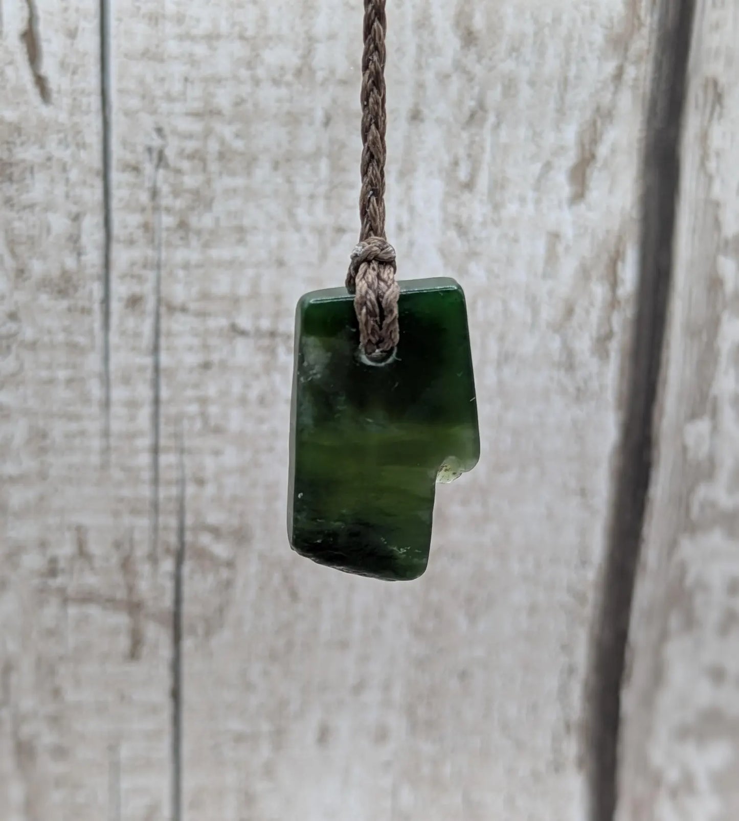 Tumble polished New Zealand Pounamu Jade Necklace – Raw Greenstone Offcut crystal Pendant on Cord, simple spiritual jewellery.