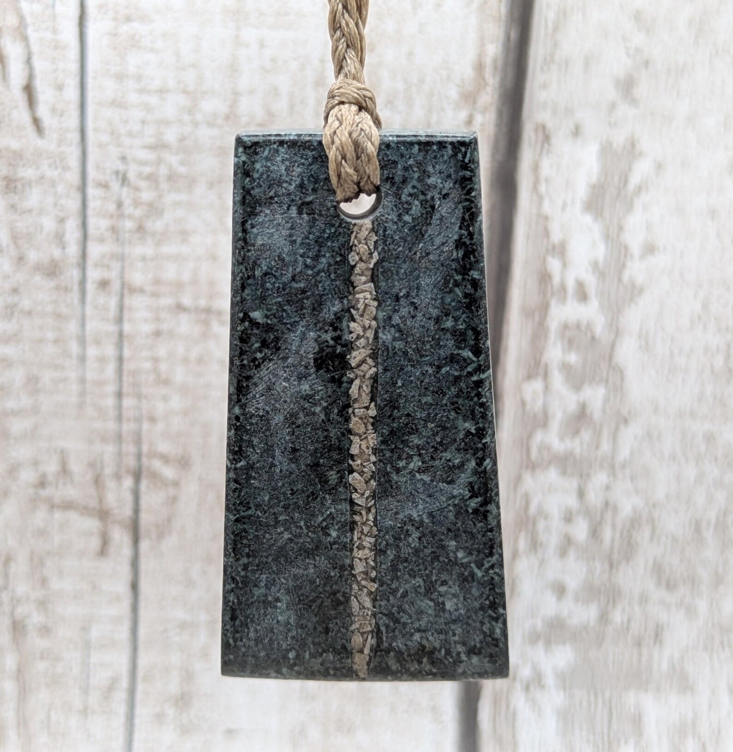 Preseli bluestone statement pendant with Avebury sarsen inlay.
