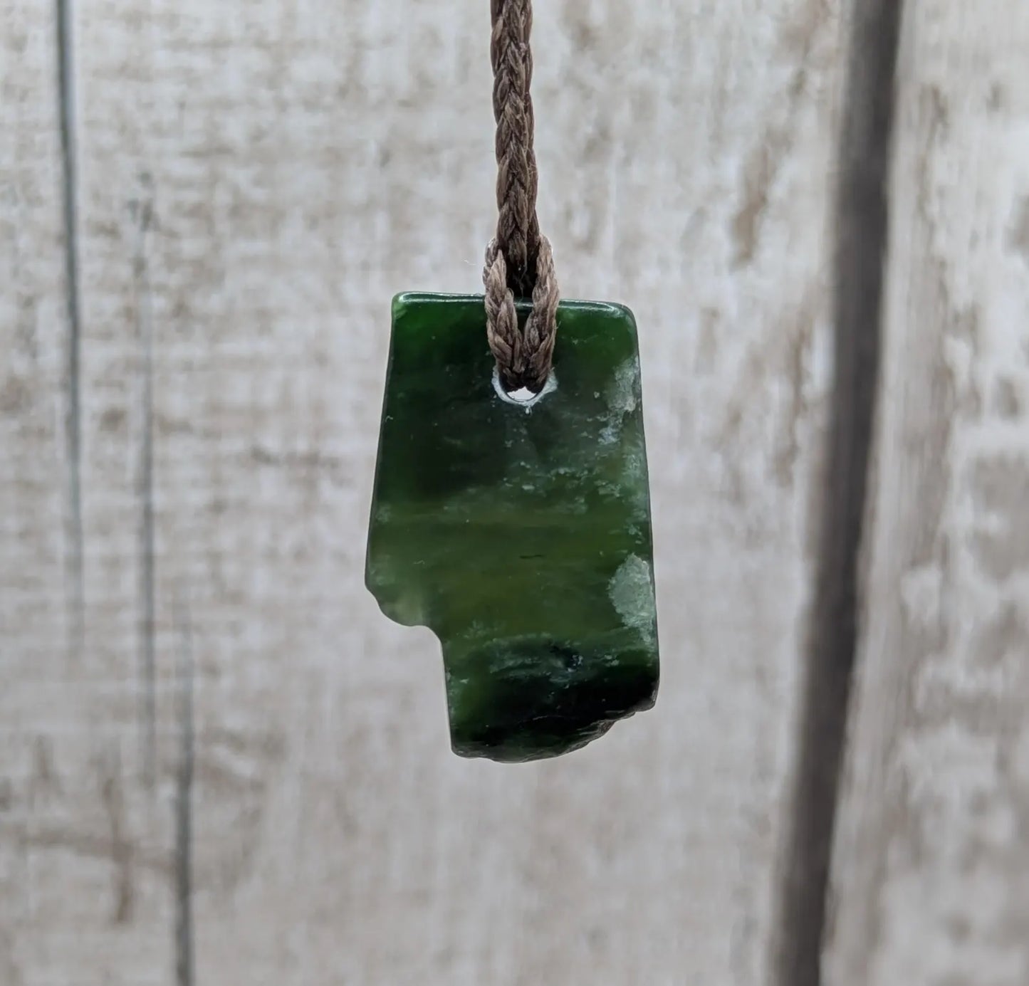 Tumble polished New Zealand Pounamu Jade Necklace – Raw Greenstone Offcut crystal Pendant on Cord, simple spiritual jewellery.