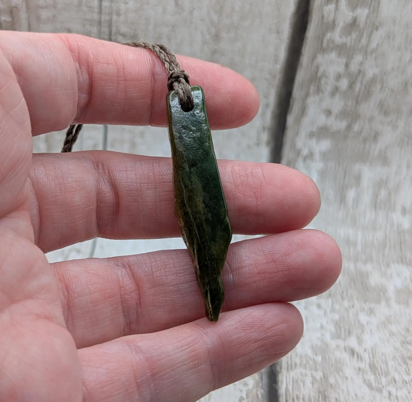 Tumble polished New Zealand Pounamu Jade Necklace – Raw Greenstone Offcut crystal Pendant on Cord, simple spiritual jewellery.