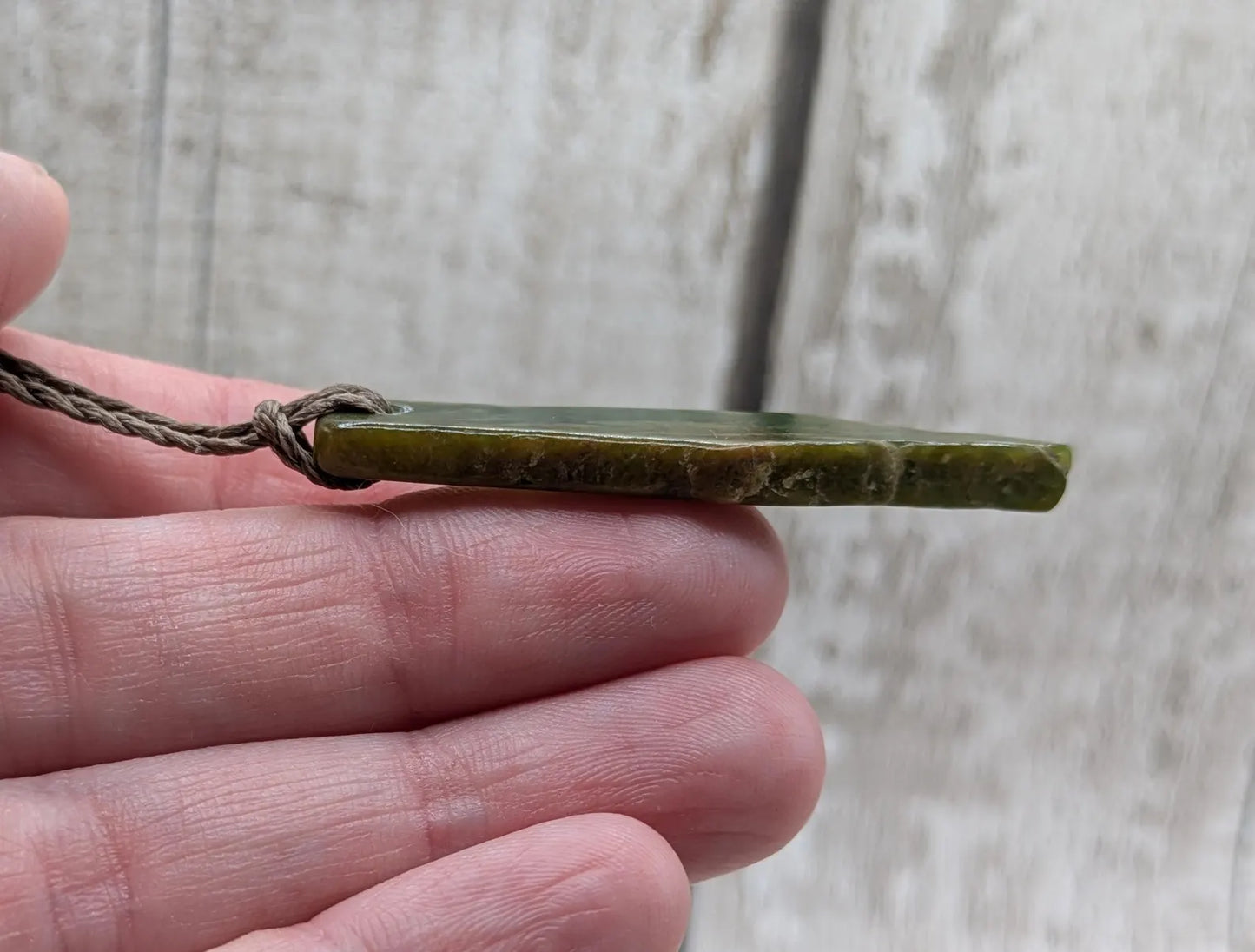 Tumble polished New Zealand Pounamu Jade Necklace – Raw Greenstone Offcut crystal Pendant on Cord, simple spiritual jewellery.