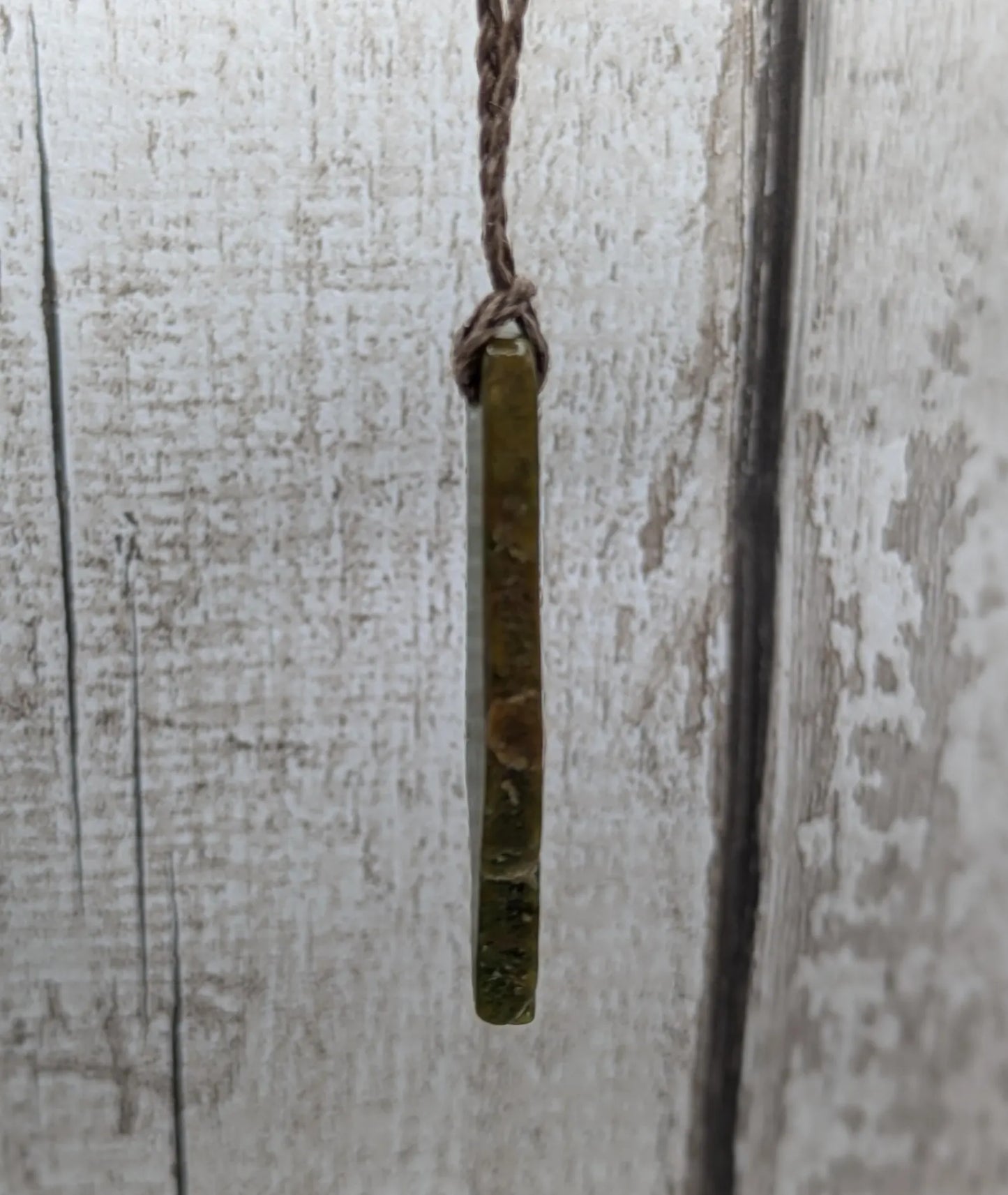 Tumble polished New Zealand Pounamu Jade Necklace – Raw Greenstone Offcut crystal Pendant on Cord, simple spiritual jewellery.