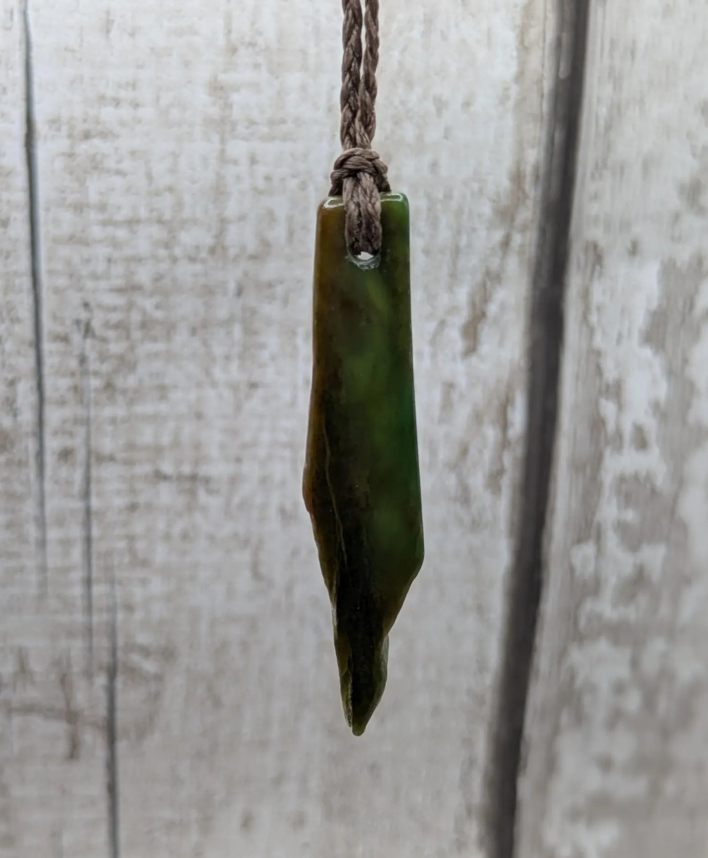 Tumble polished New Zealand Pounamu Jade Necklace – Raw Greenstone Offcut crystal Pendant on Cord, simple spiritual jewellery.