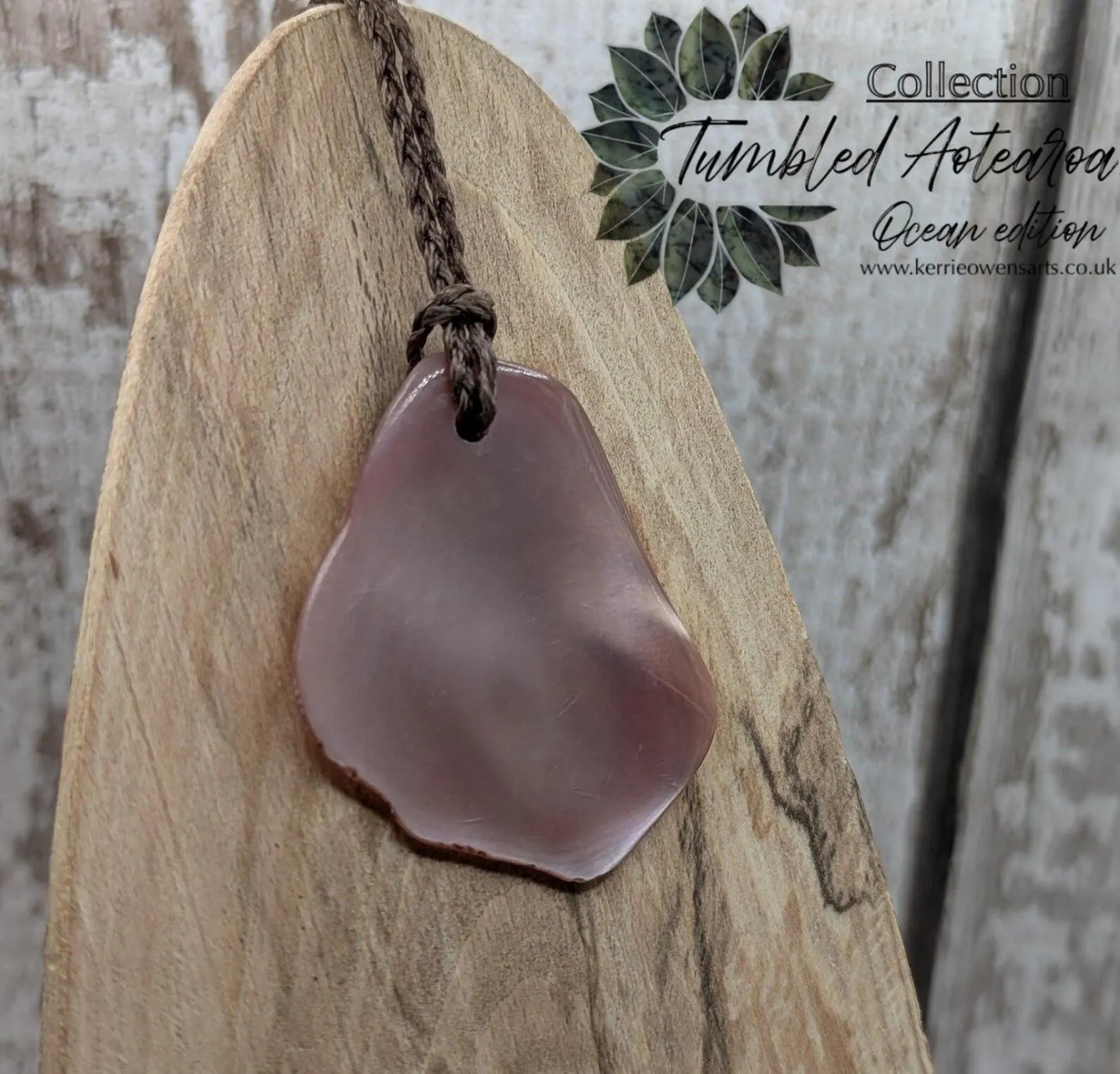 Medium Pearlescent NZ Freshwater Pink Mussel Shell Pendant – Natural Tumbled, Drilled for Jewelry, Unique Organic Statement Piece