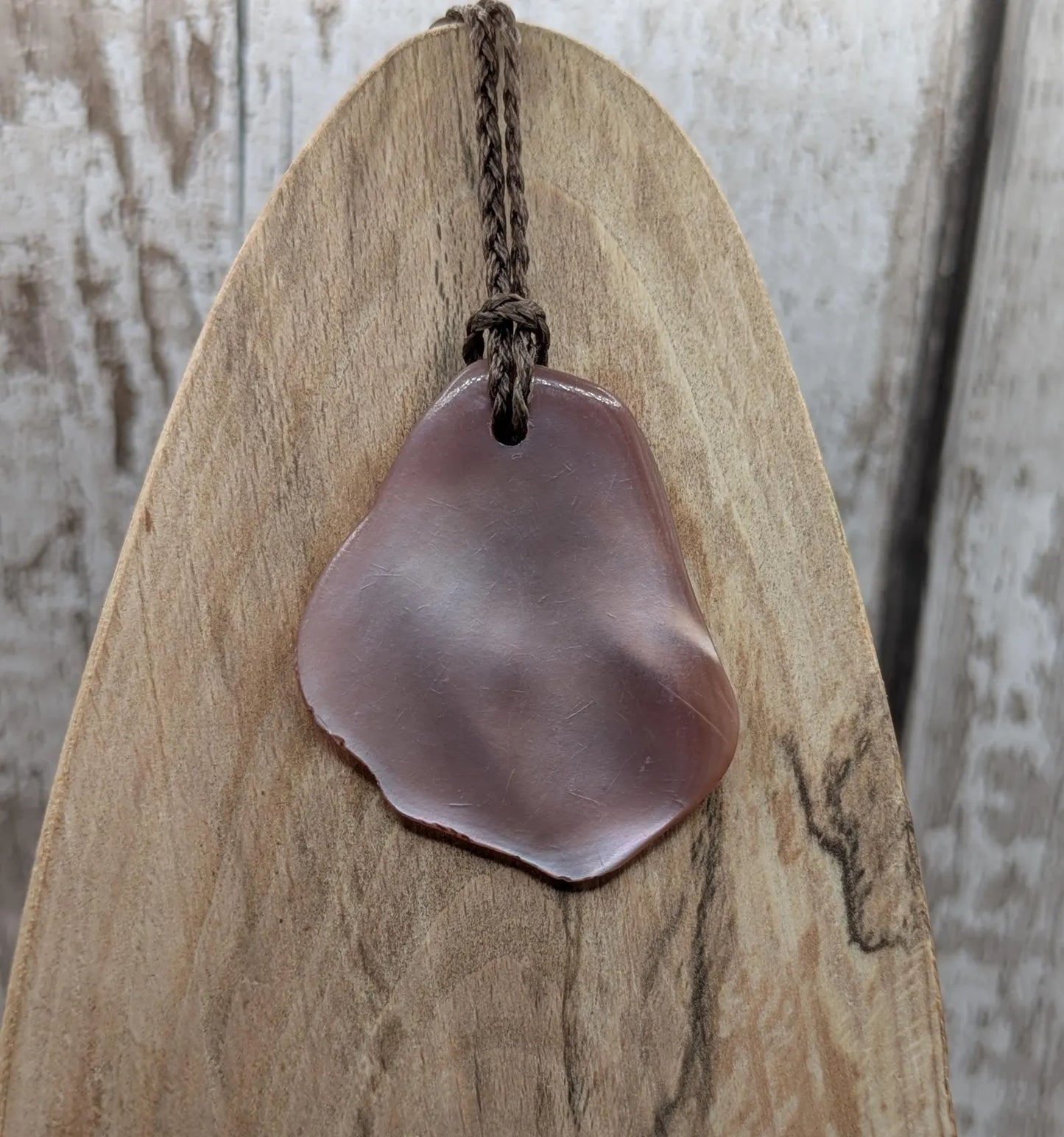 Medium Pearlescent NZ Freshwater Pink Mussel Shell Pendant – Natural Tumbled, Drilled for Jewelry, Unique Organic Statement Piece