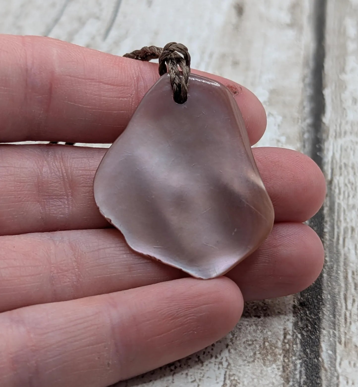 Medium Pearlescent NZ Freshwater Pink Mussel Shell Pendant – Natural Tumbled, Drilled for Jewelry, Unique Organic Statement Piece