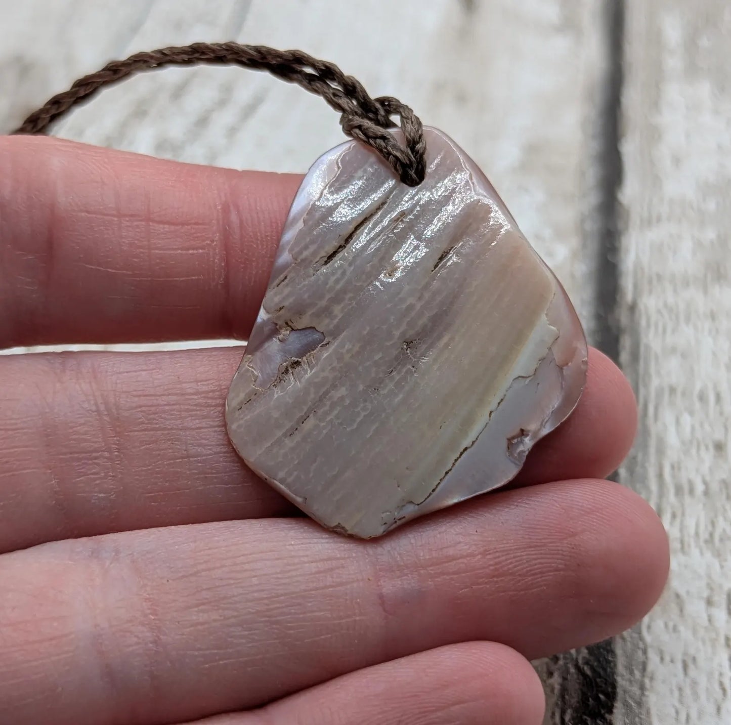 Medium Pearlescent NZ Freshwater Pink Mussel Shell Pendant – Natural Tumbled, Drilled for Jewelry, Unique Organic Statement Piece