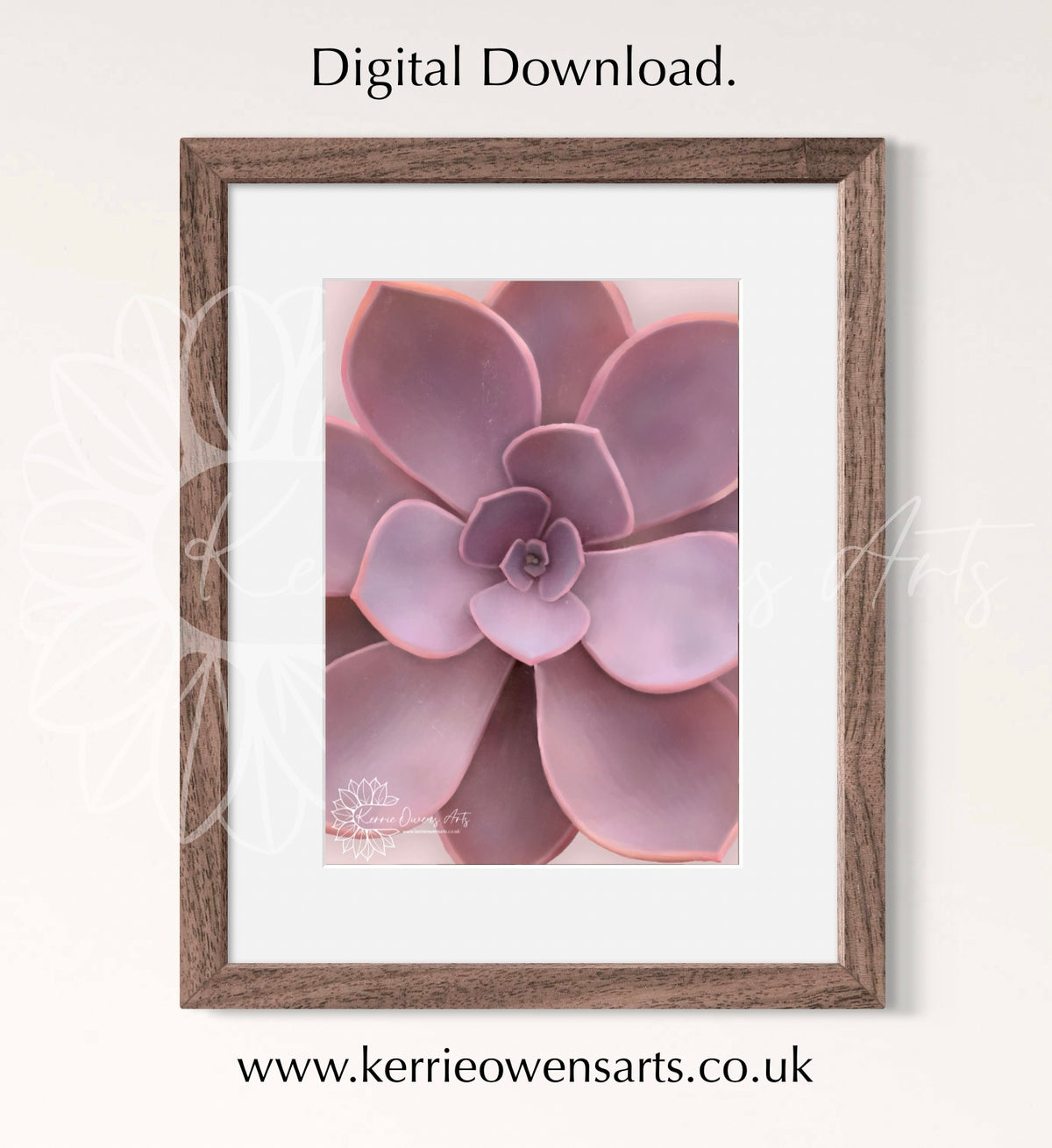 Large pink succulent art print