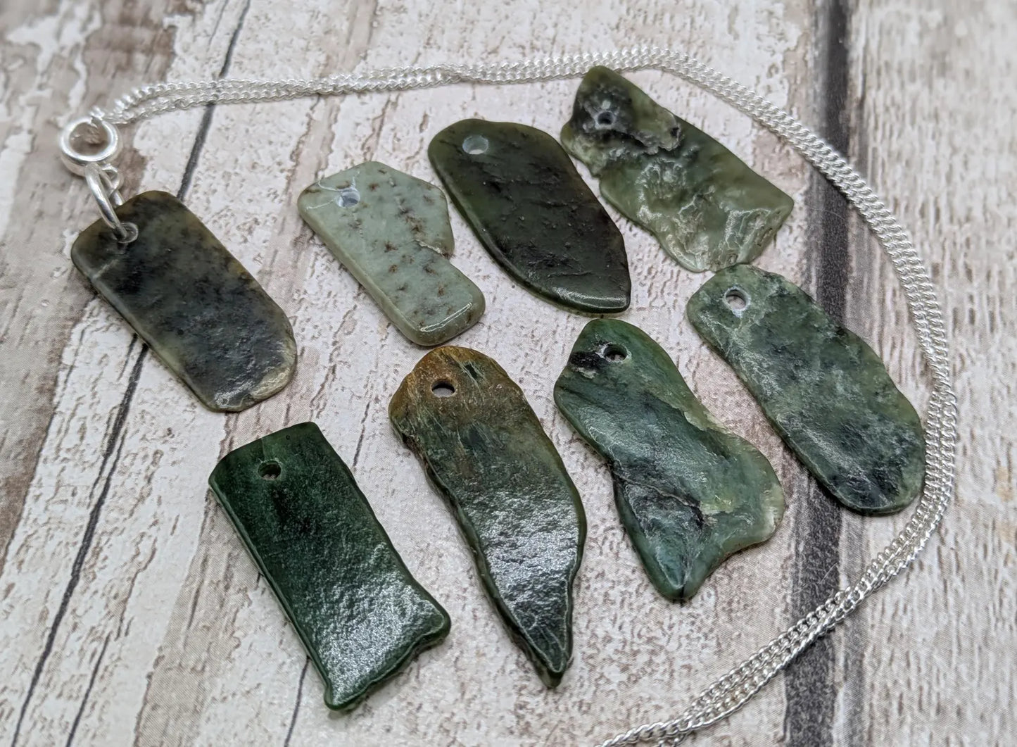 New Zealand Pounamu Jade Pendant on Sterling Silver Chain – Tumbled polished Greenstone Necklace, spiritual talisman, cultural amulet.