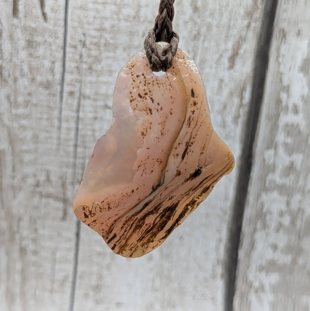 Medium high Iridescent NZ Freshwater Pink Mussel Shell Pendant – Natural Tumbled, Rainbow Shine, Hand-Polished Shell Jewellery