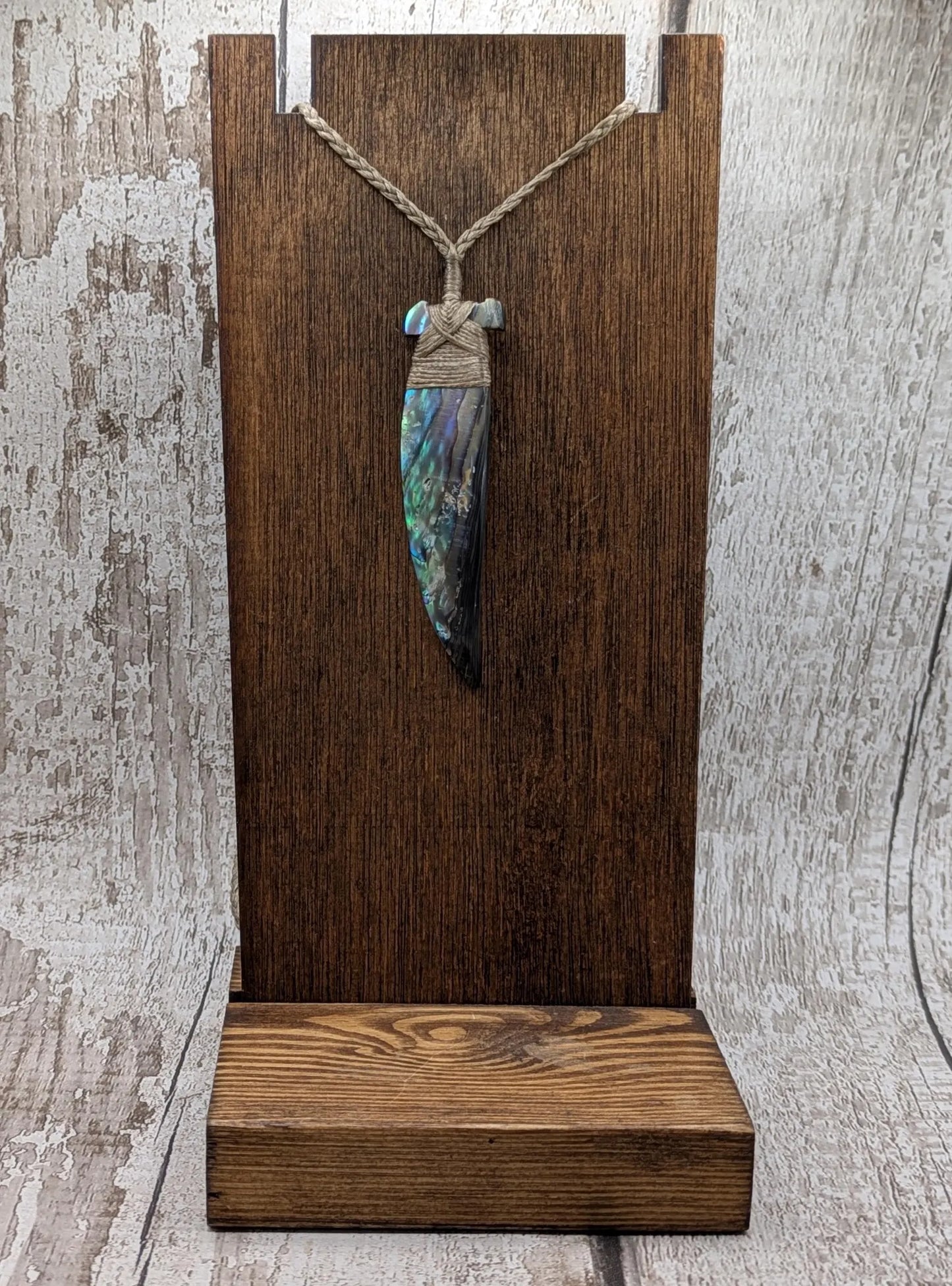 New Zealand Rainbow Pāua Hei Toki Pendant – Iridescent Abalone Adze Necklace sea and ocean themed tonga on Adjustable Cord.
