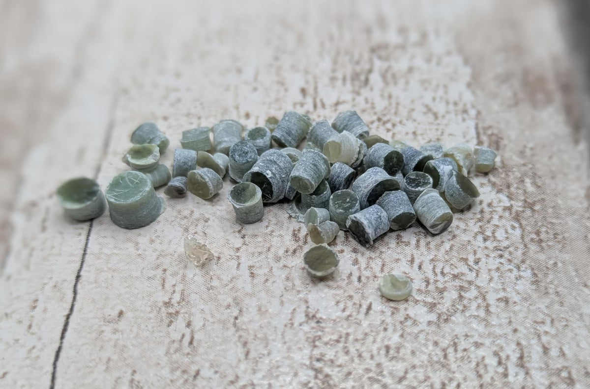 New Zealand pounamu jade inlay dots.
