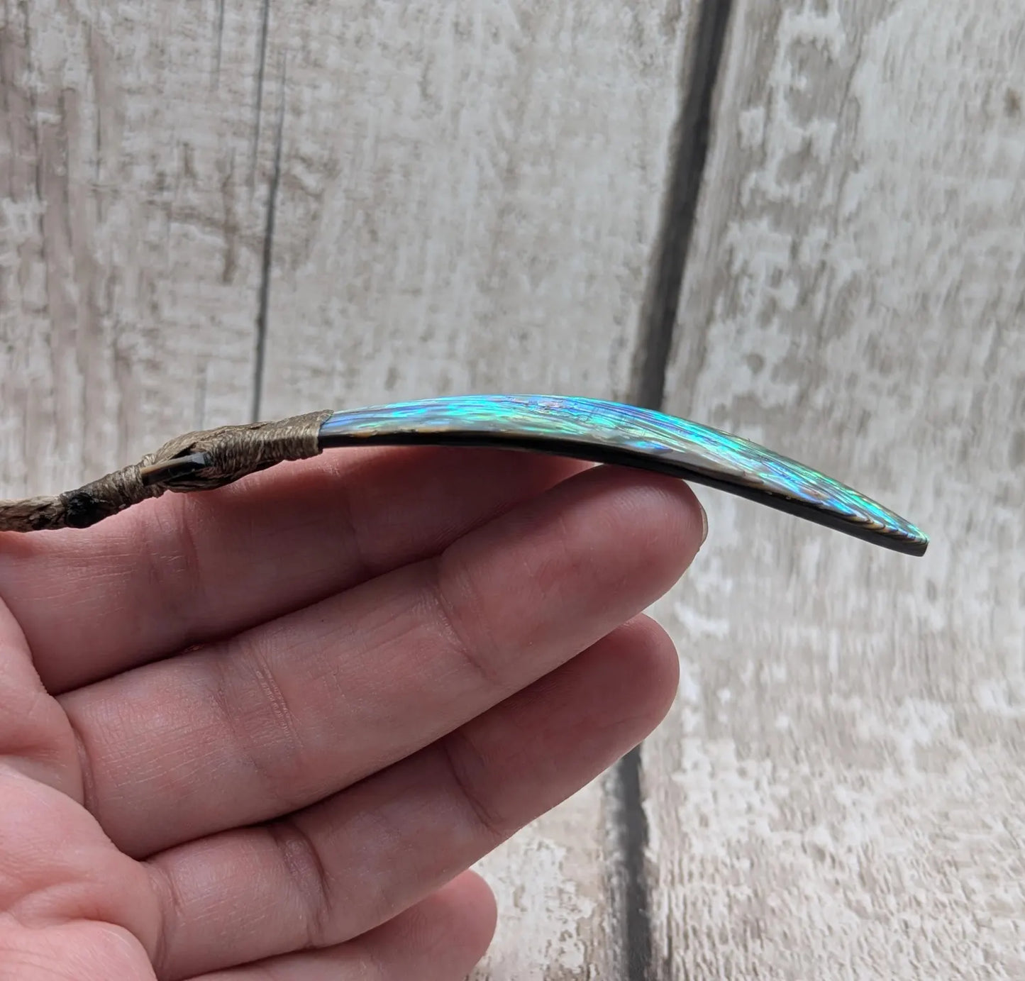 New Zealand Rainbow Pāua Hei Toki Pendant – Iridescent Abalone Adze Necklace sea and ocean themed tonga on Adjustable Cord.