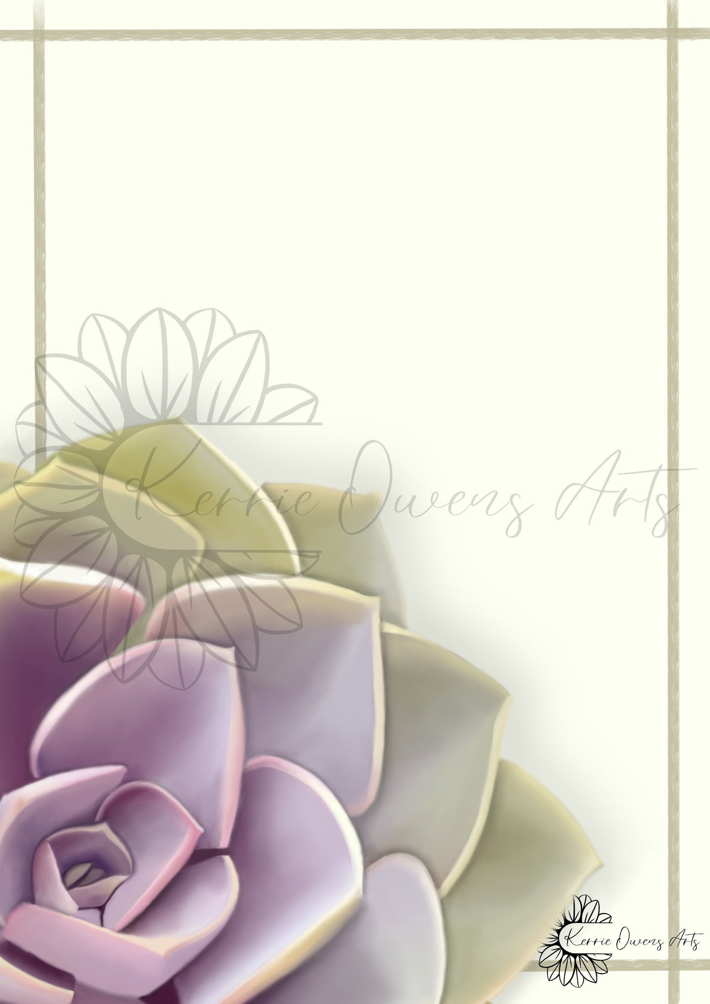 Green and purple succulent wedding/part stationary pack. Digital download.