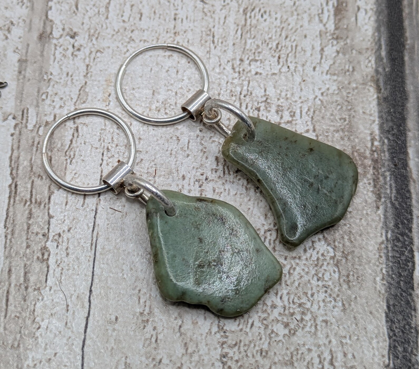 New Zealand Greenstone pounamu jade hoop earrings.