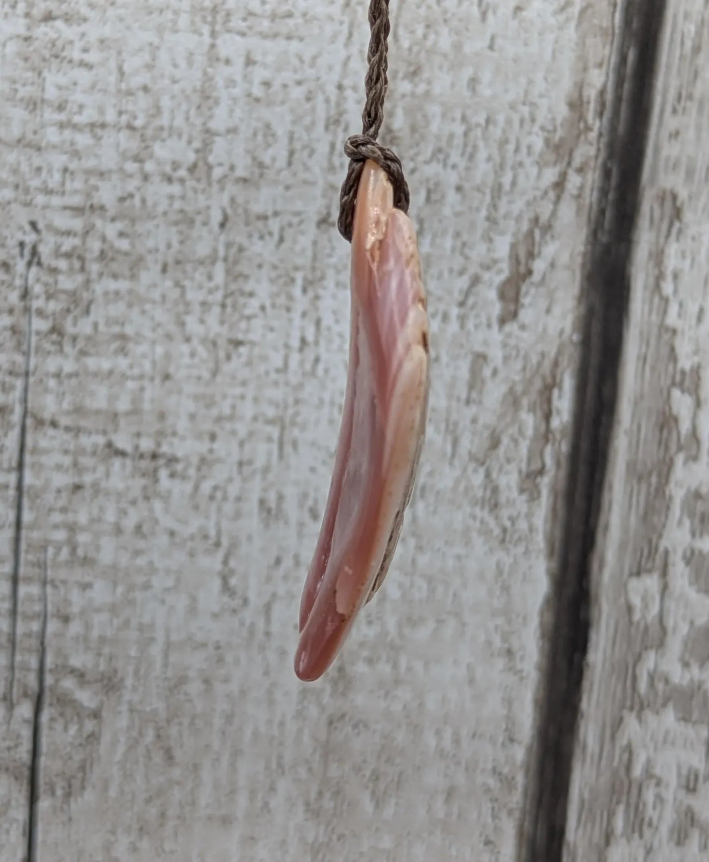 New Zealand Fresh water pink mussel shell pendant.
