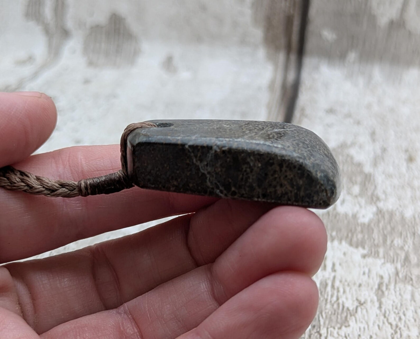 Oxfordshire sourced dinosaur bone slab Toki style pendant.